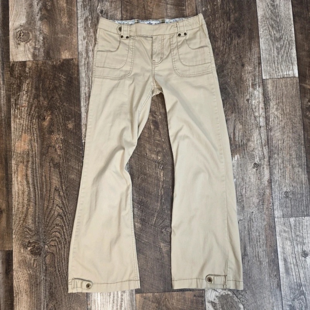 NOR Beige Floral-Trim Utility Pants